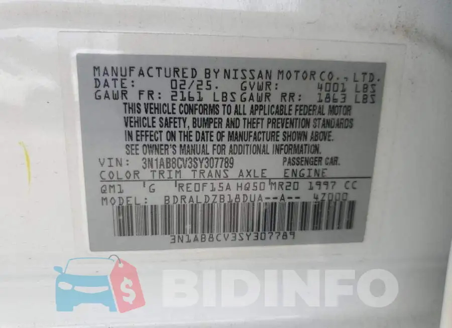 3N1AB8CV3SY307789 Photo# 12
