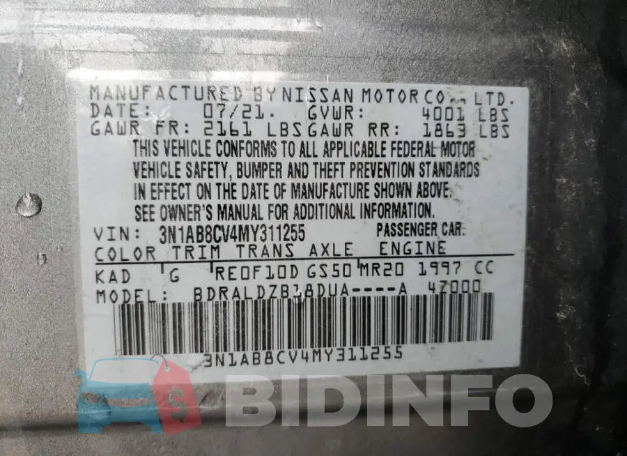 3N1AB8CV4MY311255 Photo# 12
