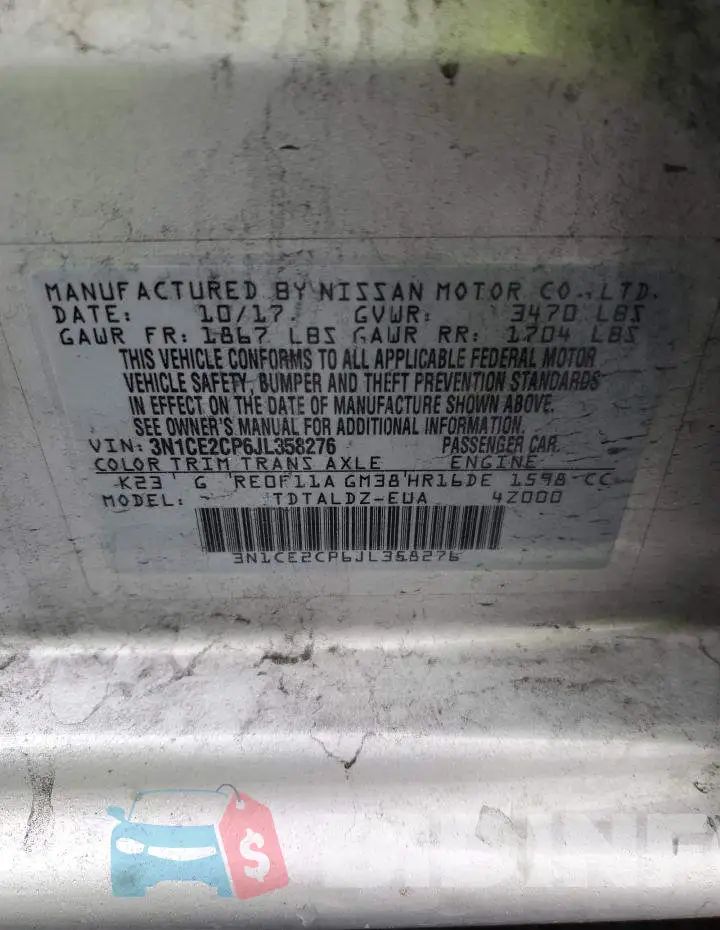 3N1CE2CP6JL358276 Photo# 13