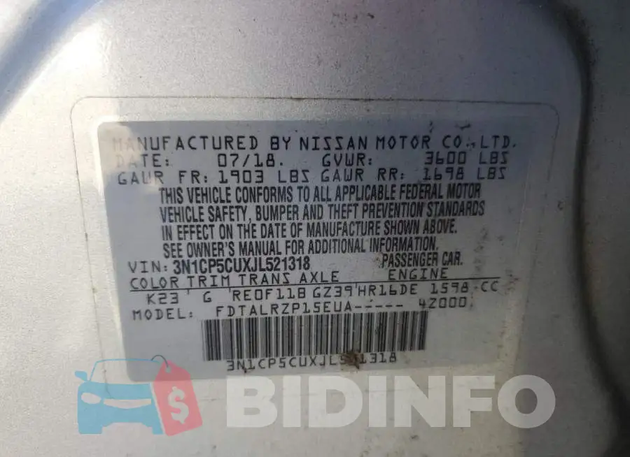 3N1CP5CUXJL521318 Photo# 12