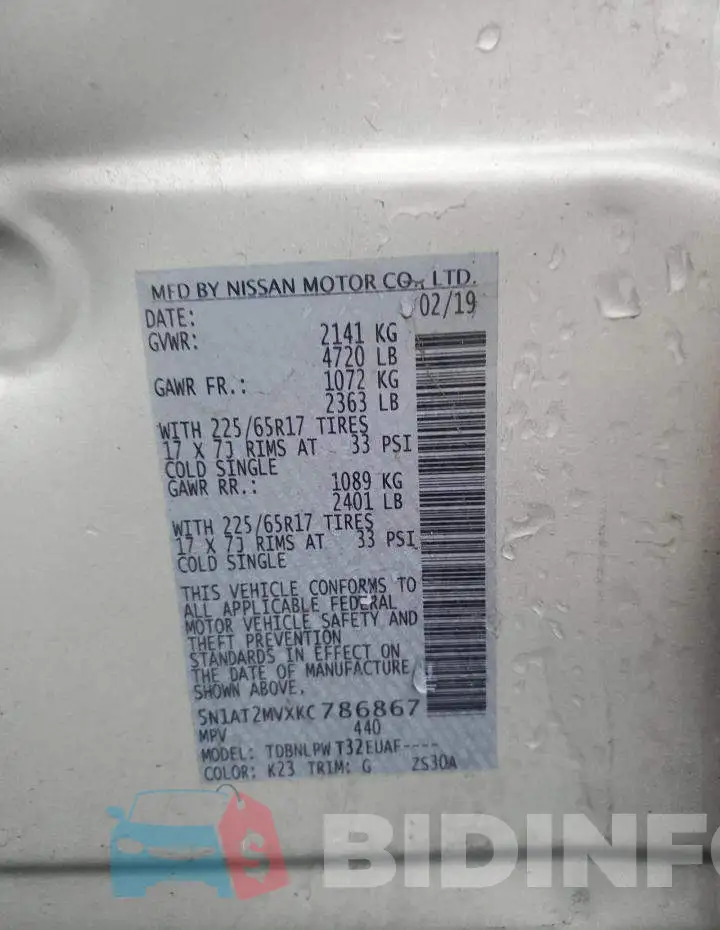 5N1AT2MVXKC786867 Photo# 13
