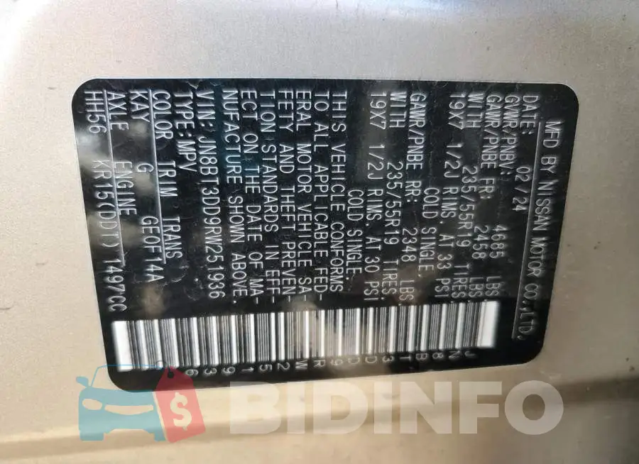 JN8BT3DD9RW251936 Photo# 13