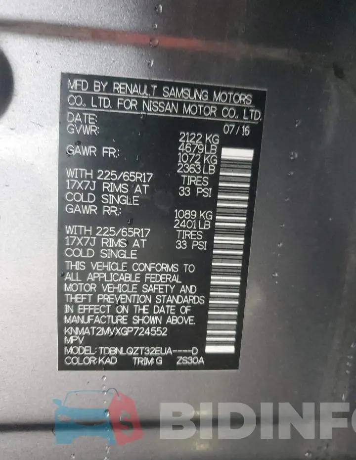 KNMAT2MVXGP724552 Photo# 14