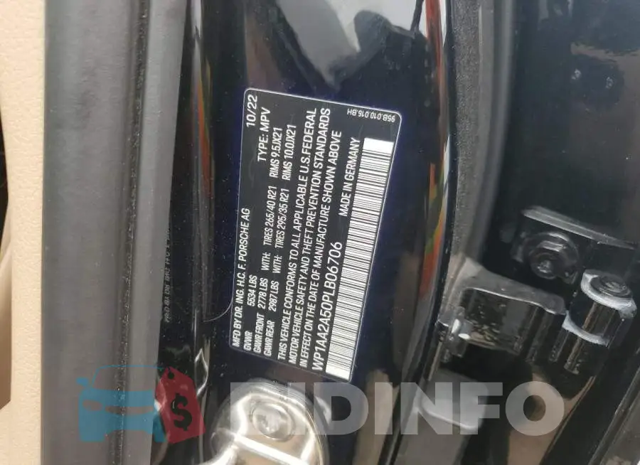 WP1AA2A50PLB06706 Photo# 14