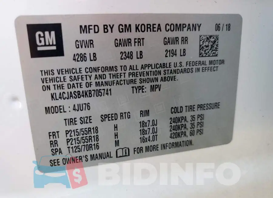 KL4CJASB4KB705741 Photo# 12