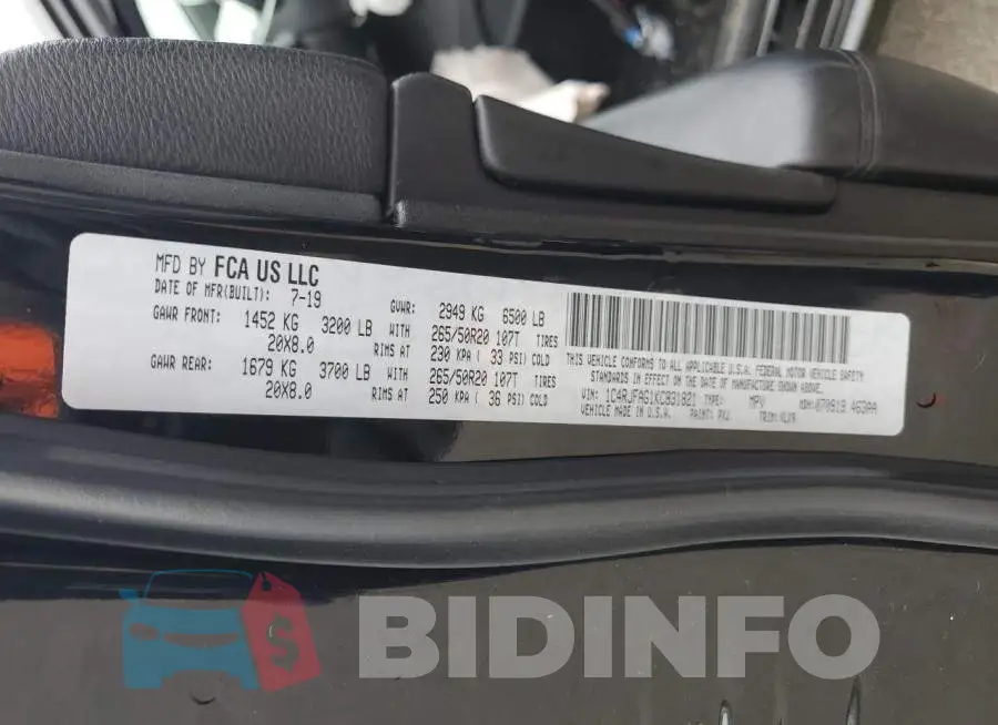 1C4RJFAG1KC831821 Photo# 14