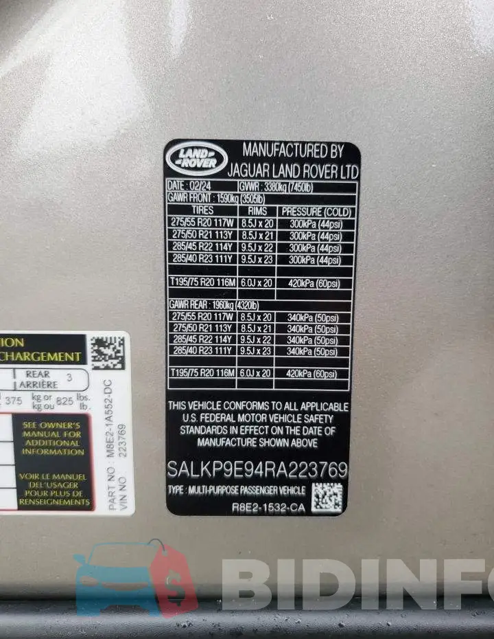 SALKP9E94RA223769 Photo# 13