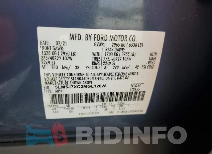 5LM5J7XC2MGL12628 Photo# 13
