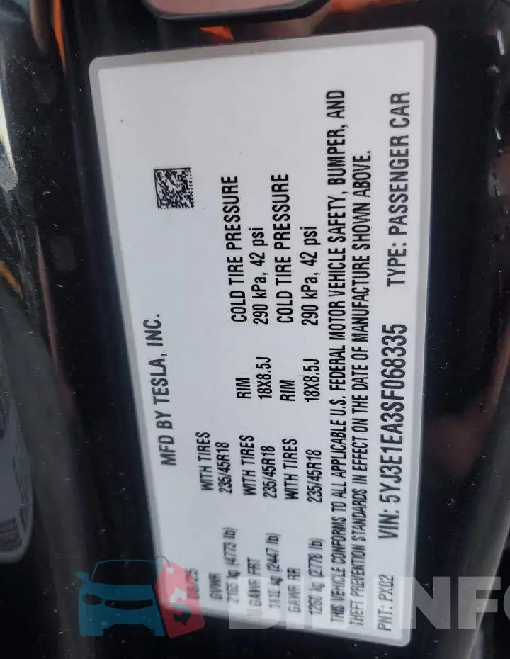 5YJ3E1EA3SF068335 Photo# 12