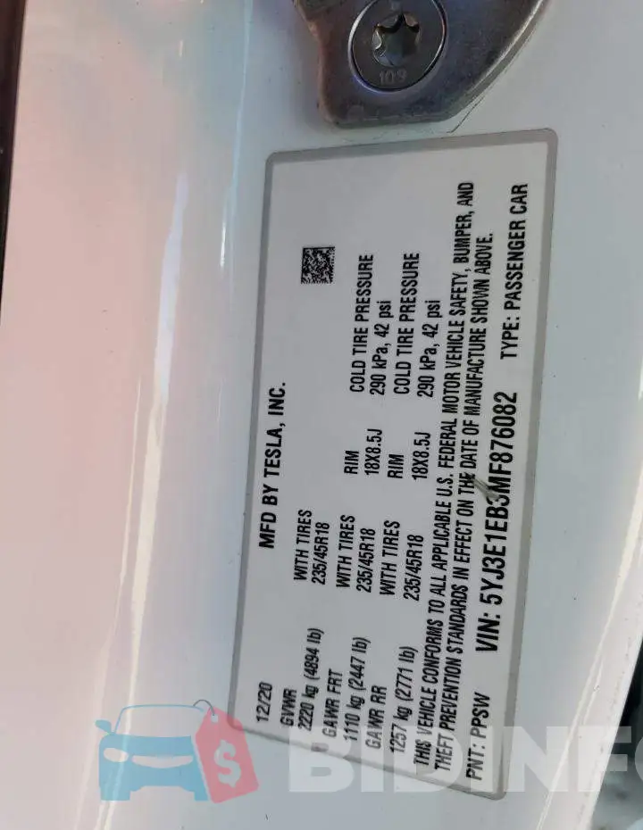 5YJ3E1EB3MF876082 Photo# 13