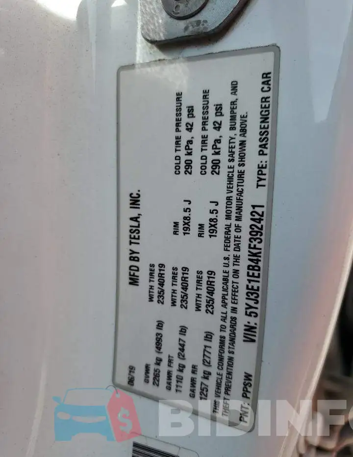 5YJ3E1EB4KF392421 Photo# 12