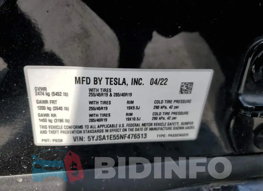 5YJSA1E55NF476513 Photo# 12