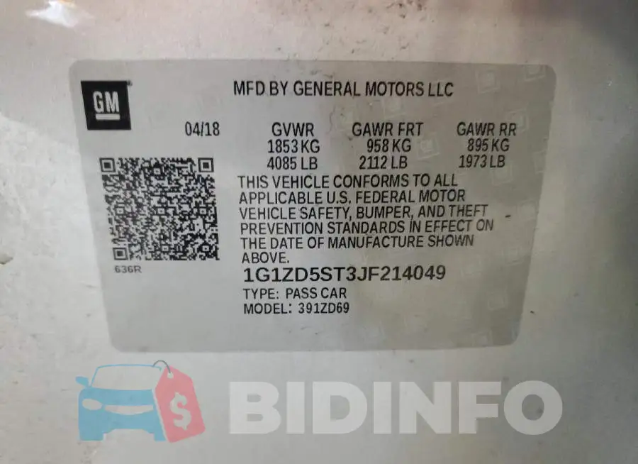1G1ZD5ST3JF214049 Photo# 12
