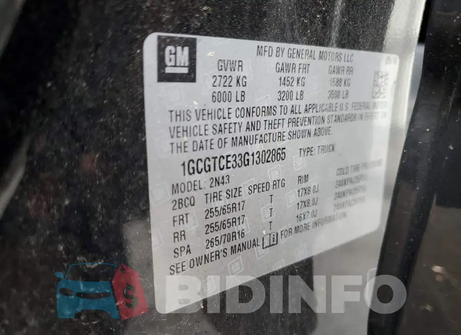 1GCGTCE33G1302865 Photo# 12