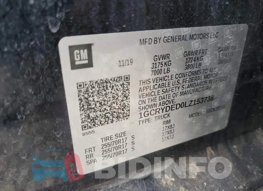 1GCRYDED0LZ153738 Photo# 12