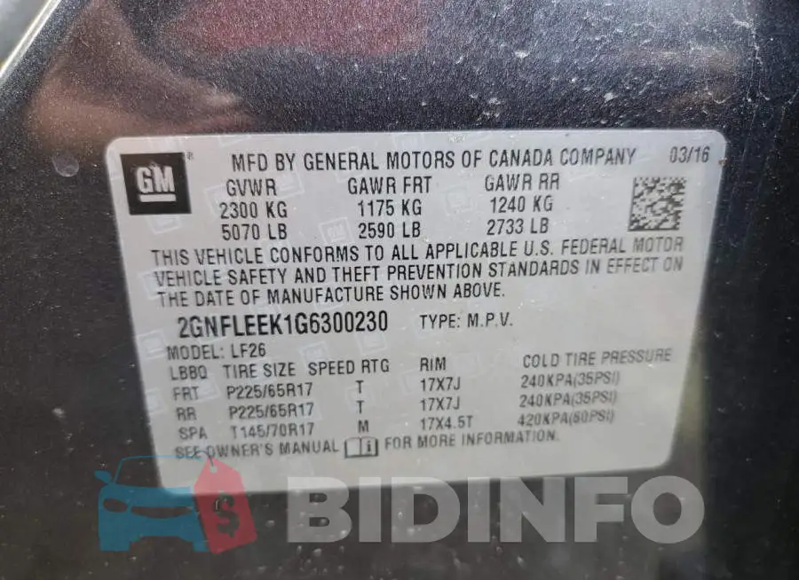2GNFLEEK1G6300230 Photo# 12