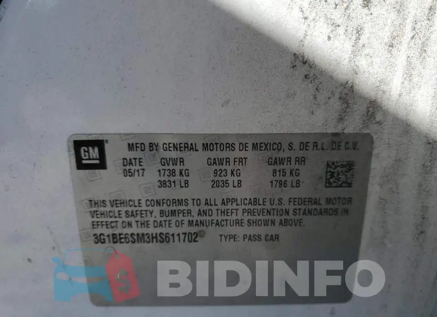 3G1BE6SM3HS611702 Photo# 12
