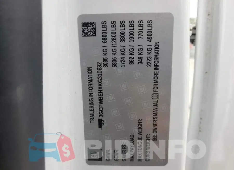 3GCPWBEHXKG310632 Photo# 13