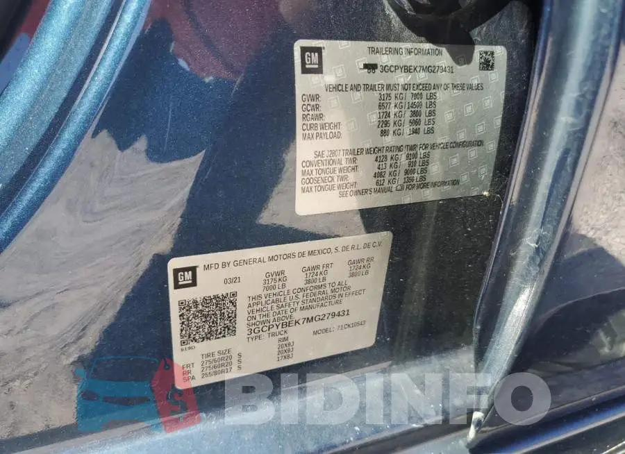 3GCPYBEK7MG279431 Photo# 12