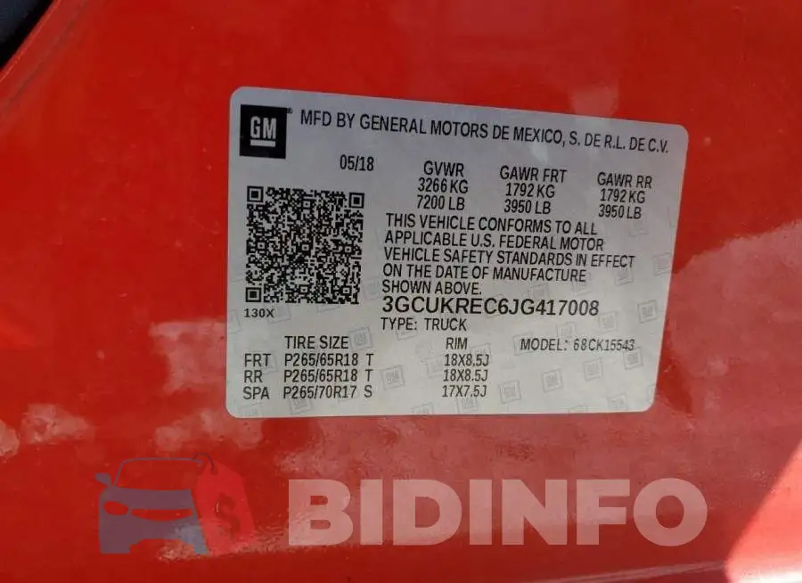 3GCUKREC6JG417008 Photo# 12
