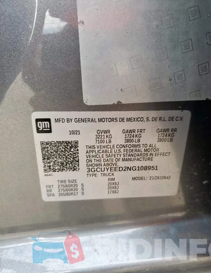 3GCUYEED2NG108951 Photo# 12