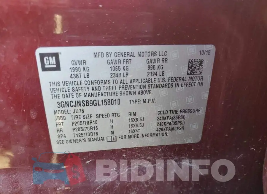 3GNCJNSB9GL158010 Photo# 13