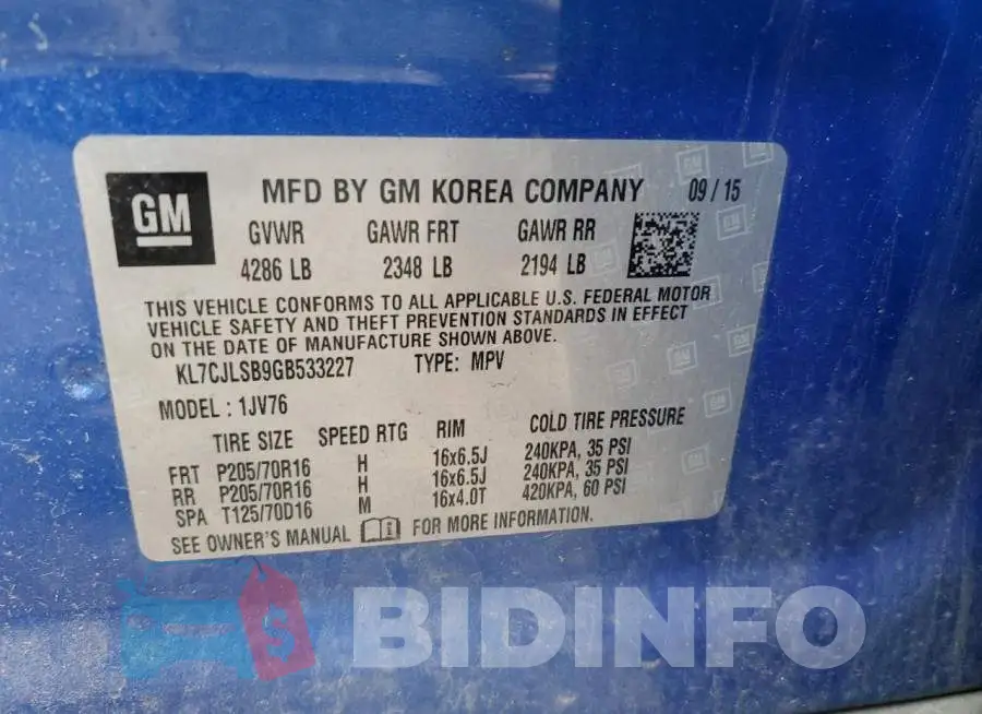 KL7CJLSB9GB533227 Photo# 13