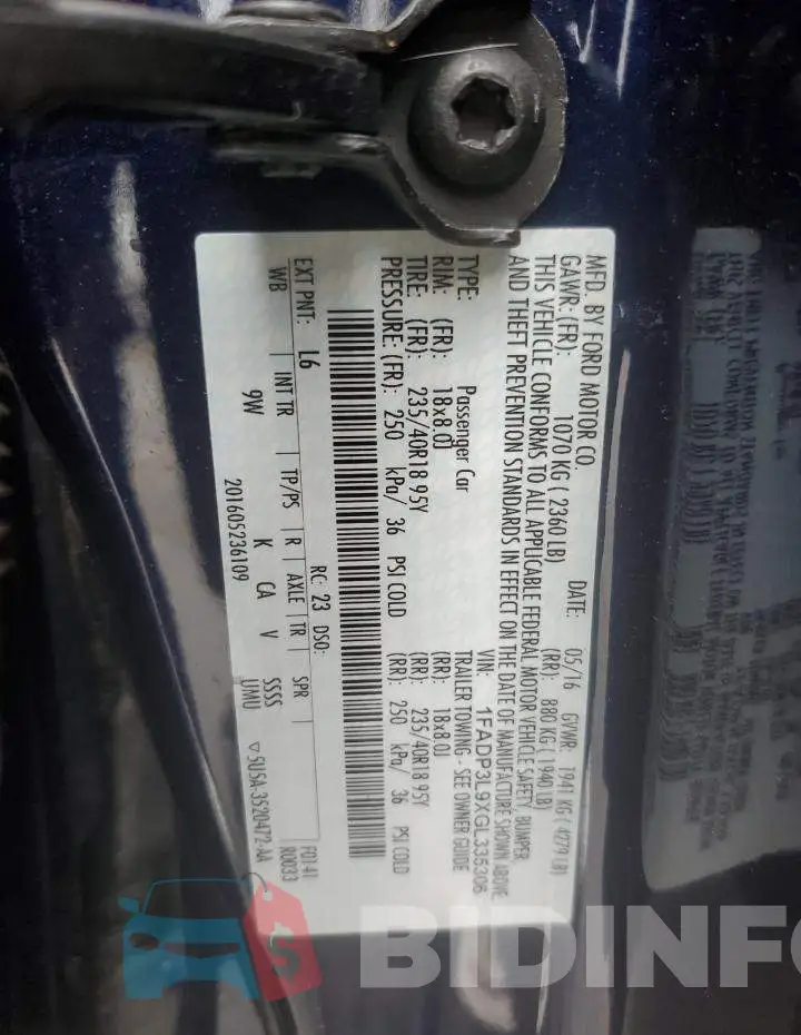 1FADP3L9XGL335306 Photo# 13