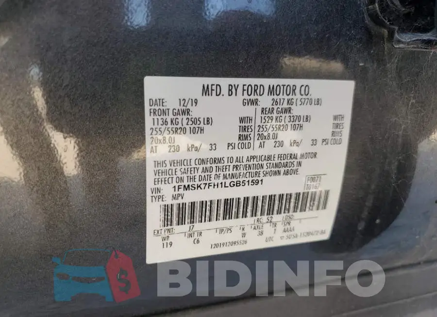 1FMSK7FH1LGB51591 Photo# 14