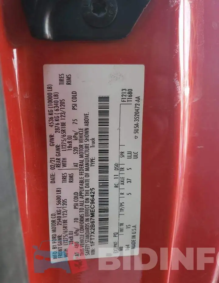 1FT7X2B67MEC96425 Photo# 12