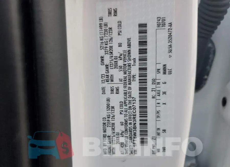 1FT8W3BN3REC07137 Photo# 12