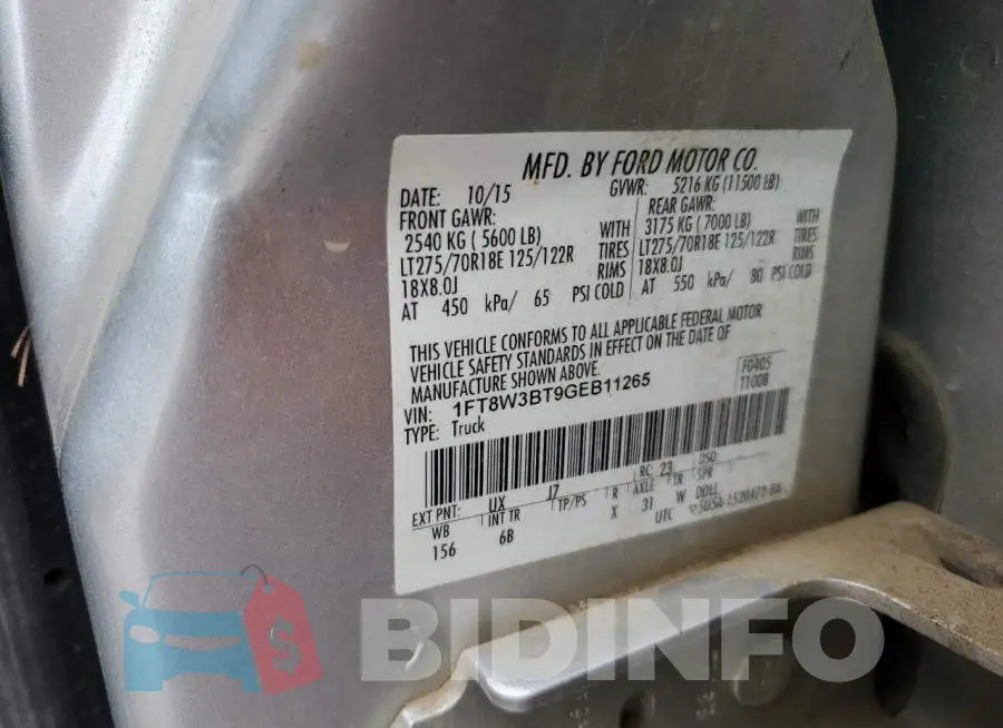 1FT8W3BT9GEB11265 Photo# 13