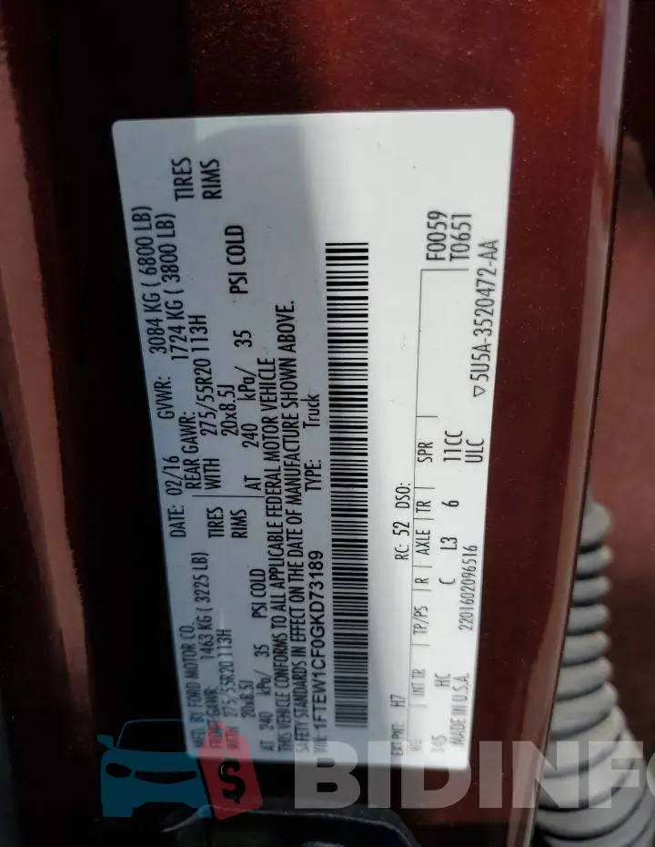 1FTEW1CF0GKD73189 Photo# 13
