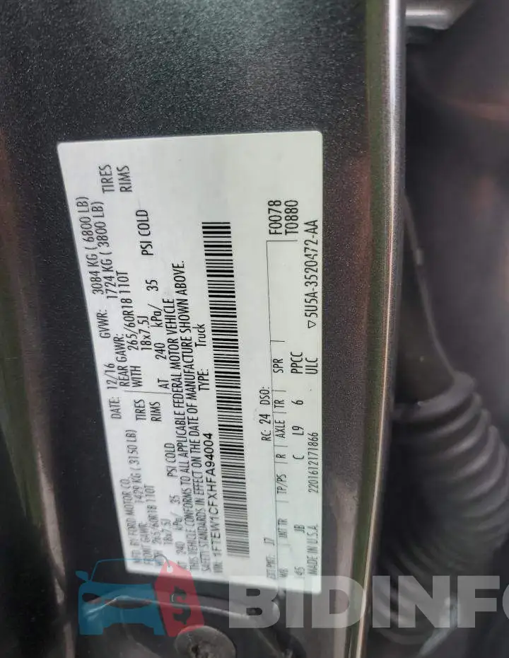 1FTEW1CFXHFA94004 Photo# 12