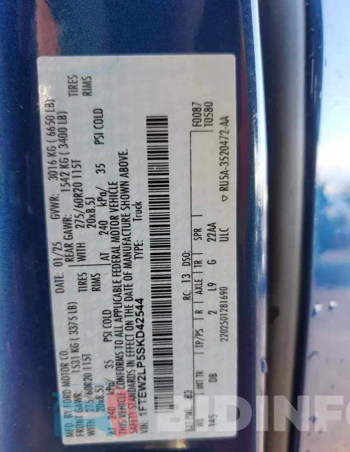 1FTEW2LP5SKD42544 Photo# 13