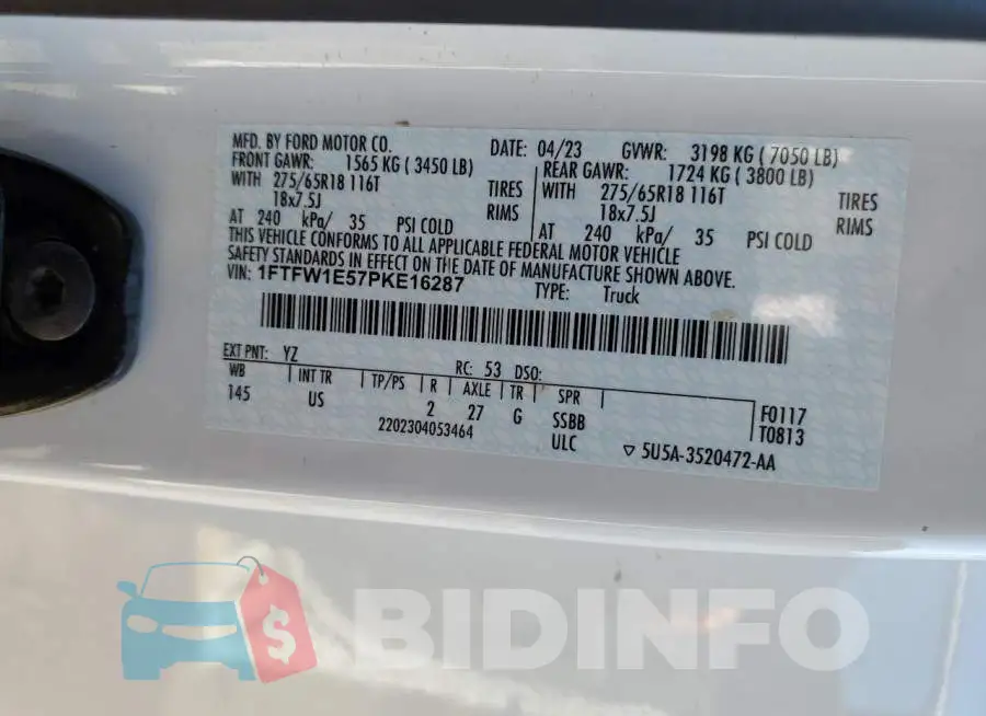 1FTFW1E57PKE16287 Photo# 12