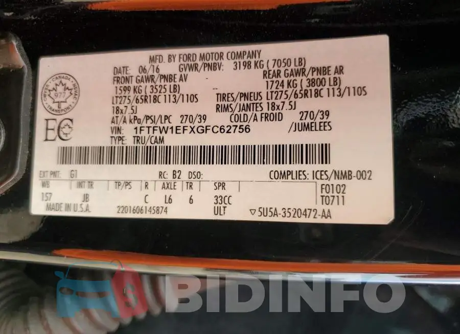 1FTFW1EFXGFC62756 Photo# 12