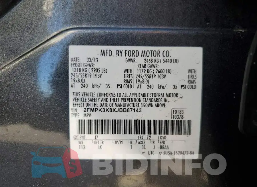 2FMPK3K8XJBB87143 Photo# 14