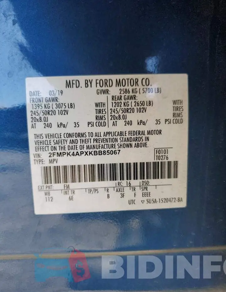 2FMPK4APXKBB85067 Photo# 13