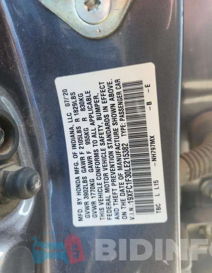 19XFC1F30LE215382 Photo# 12