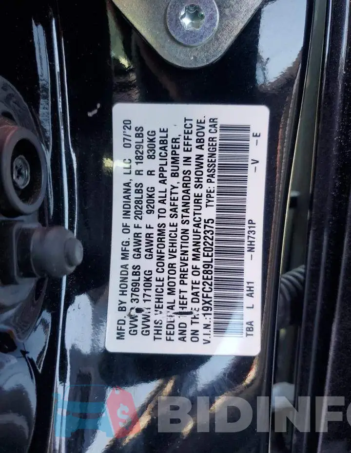 19XFC2E89LE022375 Photo# 12