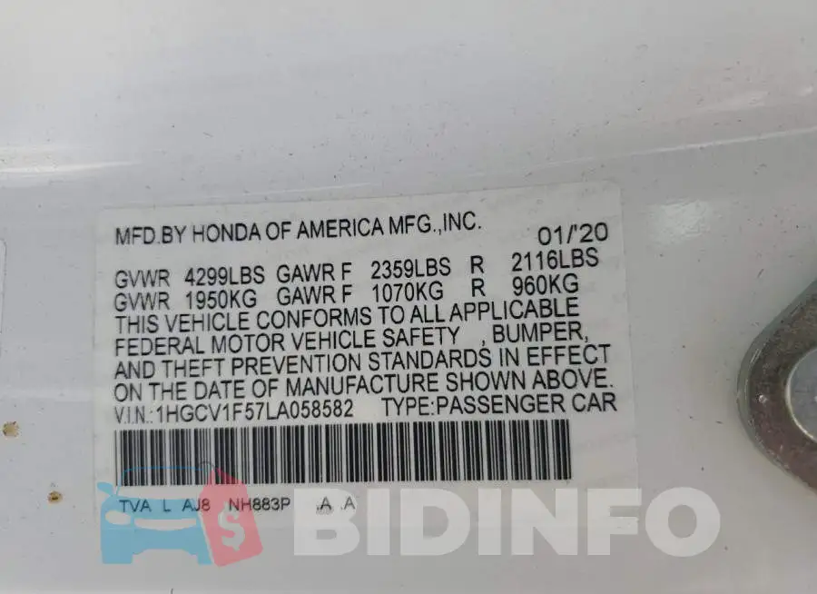 1HGCV1F57LA058582 Photo# 12
