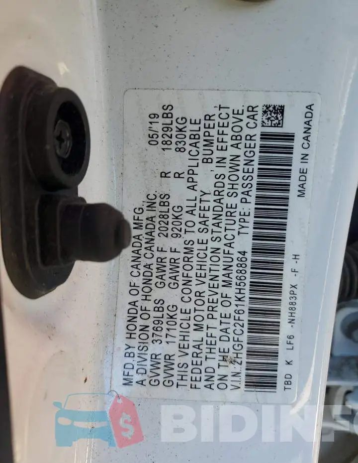 2HGFC2F61KH568864 Photo# 13