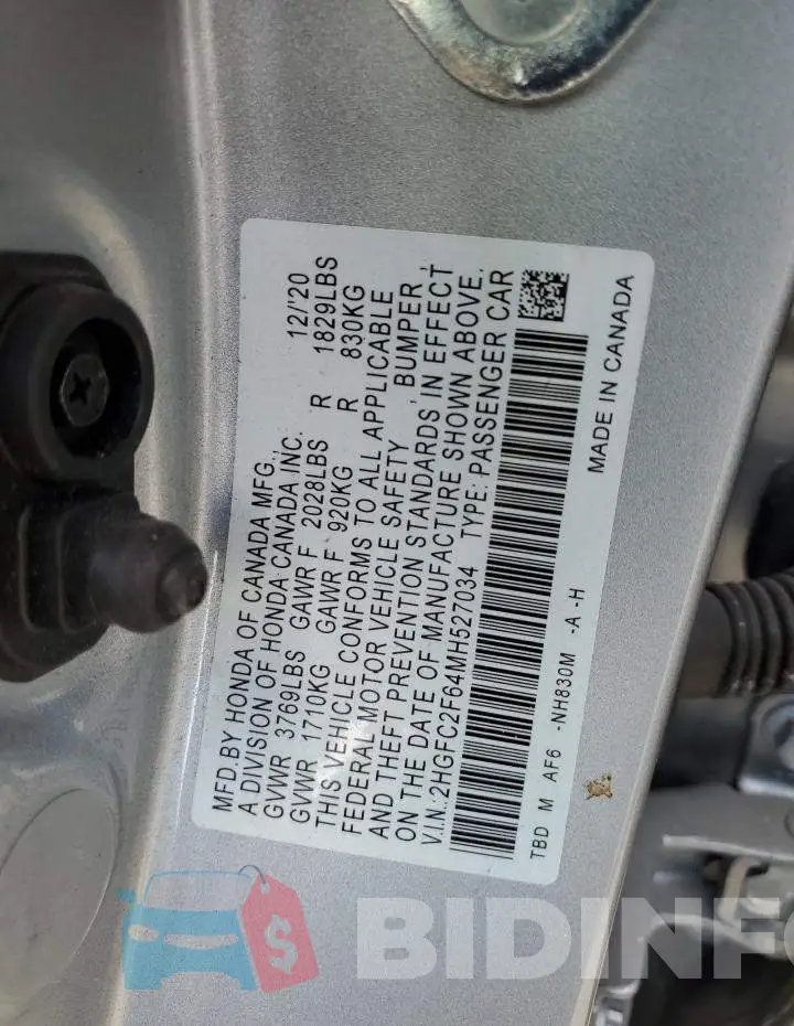 2HGFC2F64MH527034 Photo# 13