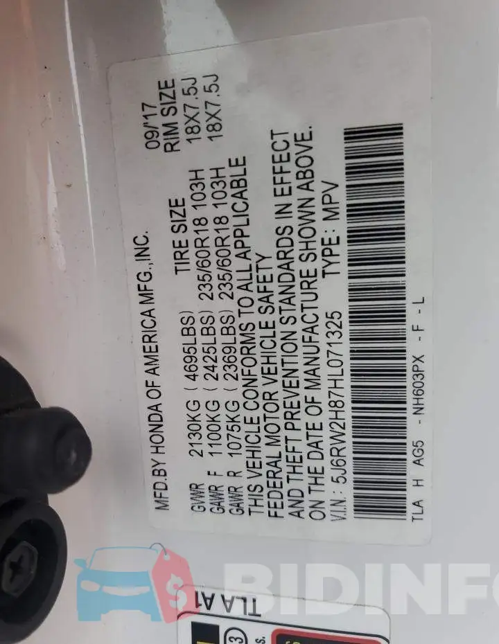 5J6RW2H87HL071325 Photo# 14