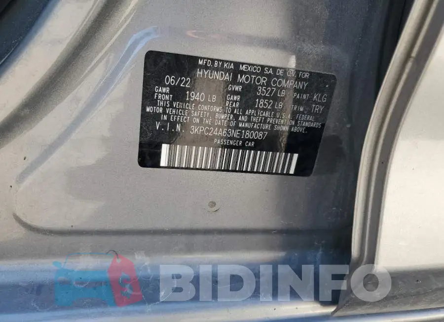 3KPC24A63NE180087 Photo# 12