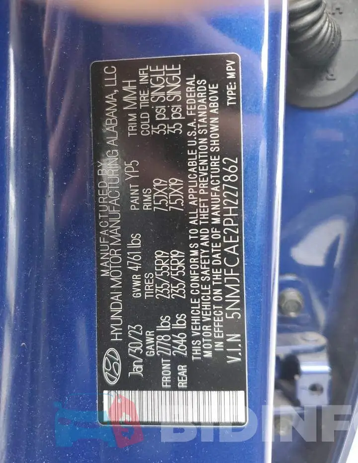 5NMJFCAE2PH227862 Photo# 13