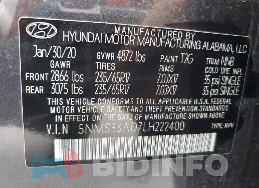 5NMS33AD7LH222400 Photo# 13