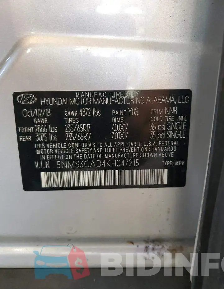 5NMS3CAD4KH047215 Photo# 14