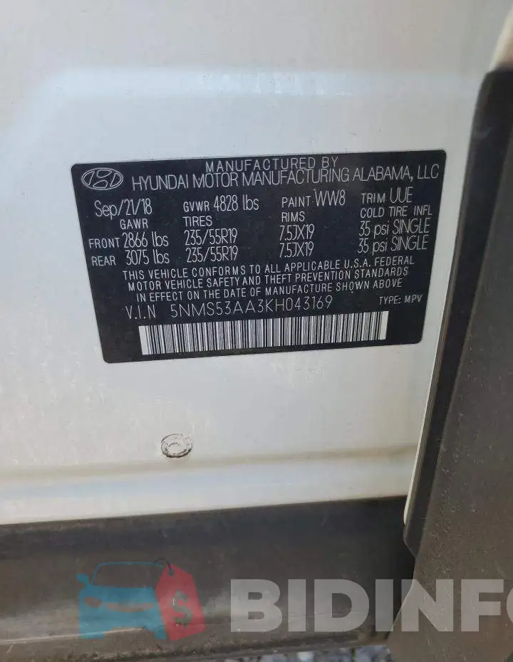 5NMS53AA3KH043169 Photo# 13